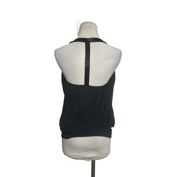Express black racer back sequin details blouse size Small - Picture 2 of 11